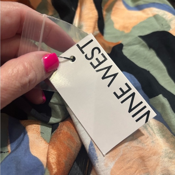 Nine West Abstract Print Tie Waist Midi Shirt Dress Size Large - Picture 5 of 6